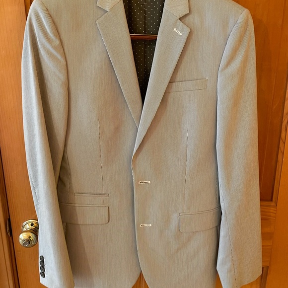Express Photographer fitted men’s blazer, gray pinstripes - Picture 1 of 5